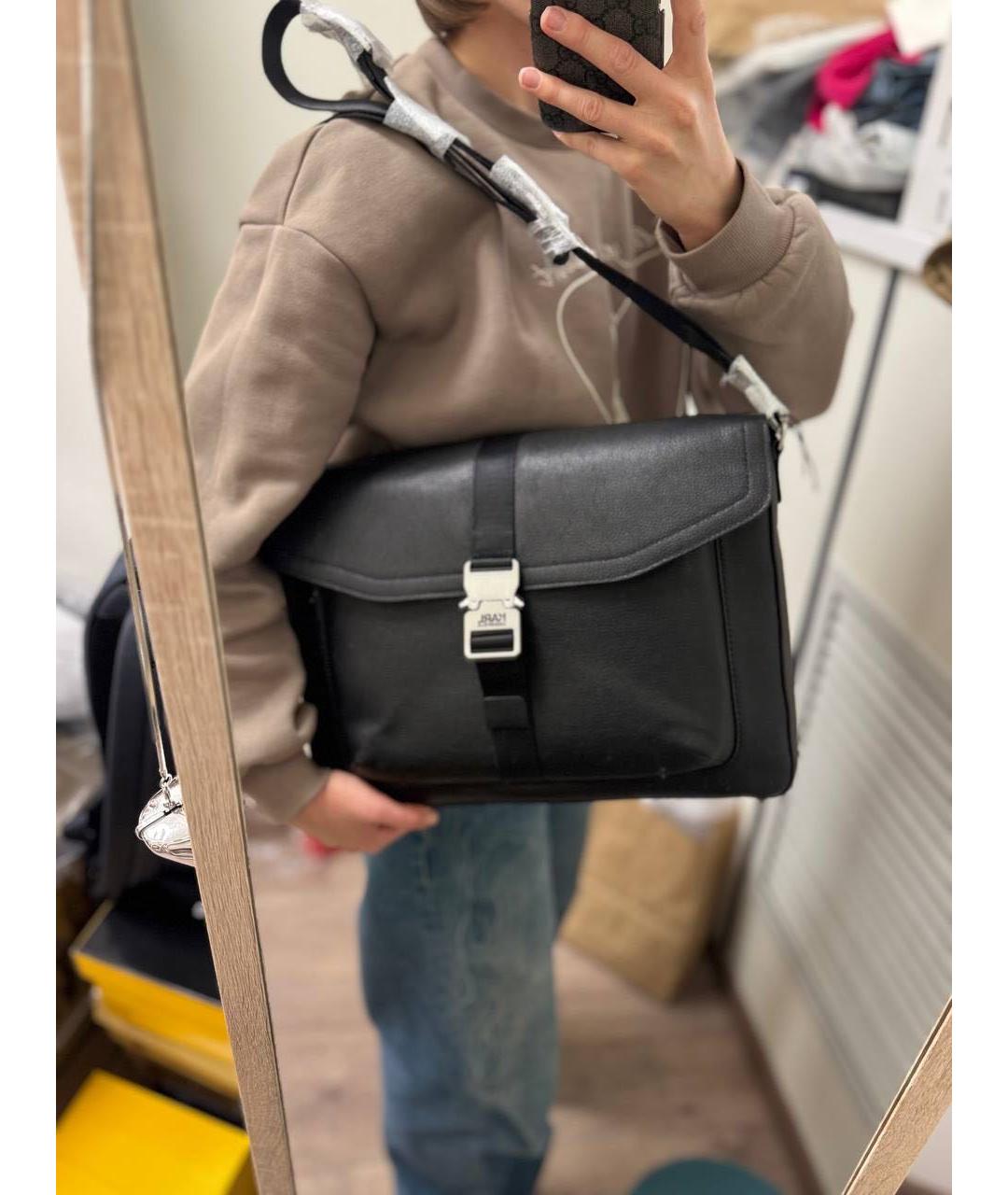 KARL LAGERFELD Черный кожаный портфель, фото 2