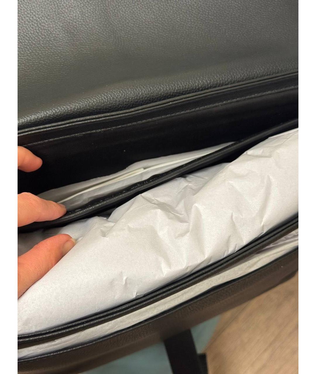KARL LAGERFELD Черный кожаный портфель, фото 7