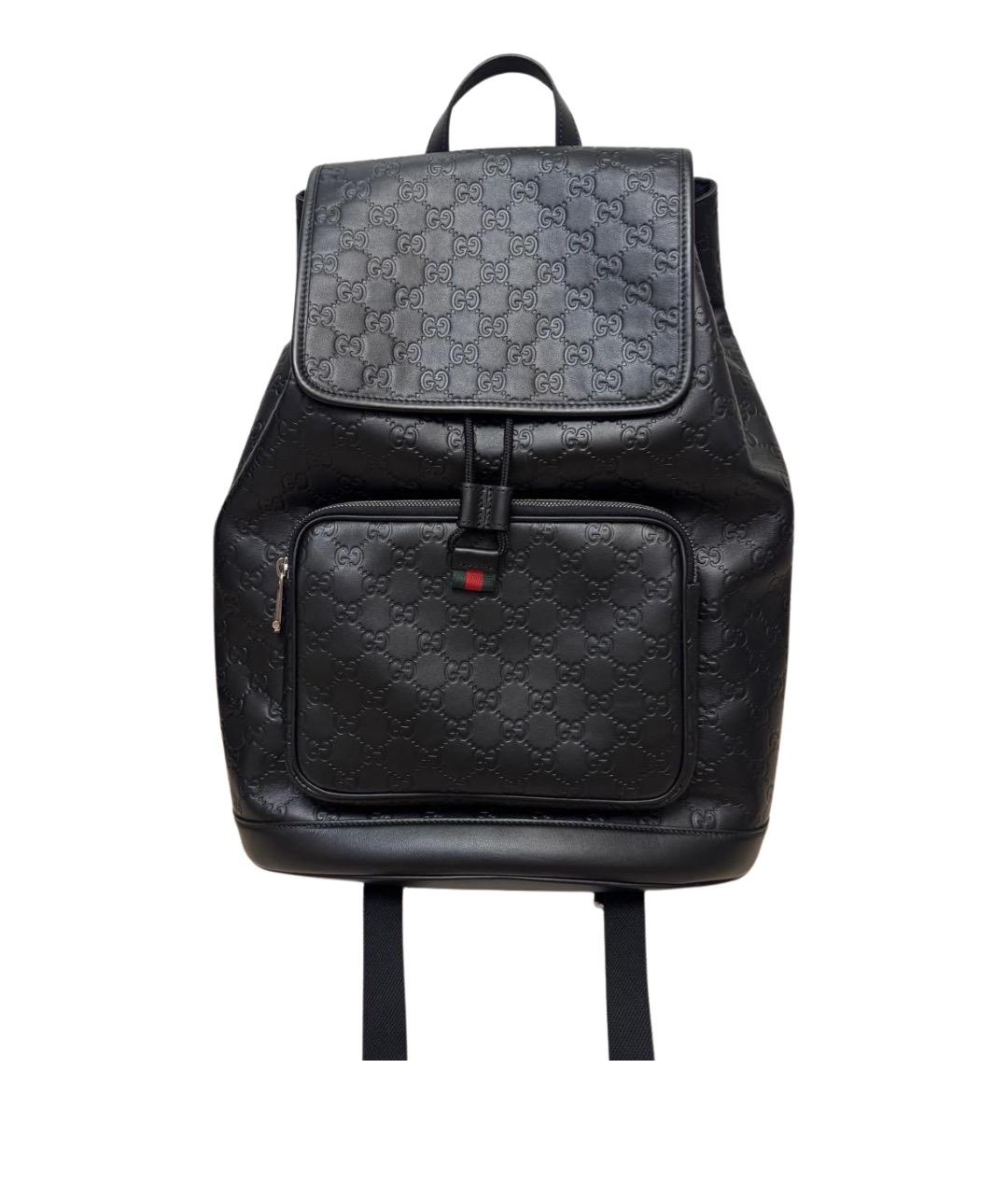 GUCCI Черный кожаный рюкзак, фото 1