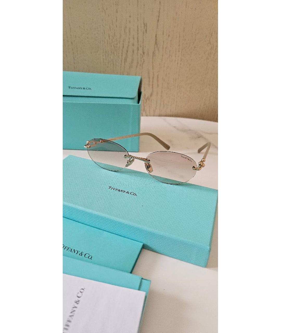 TIFFANY&CO Золотые металлические солнцезащитные очки, фото 7