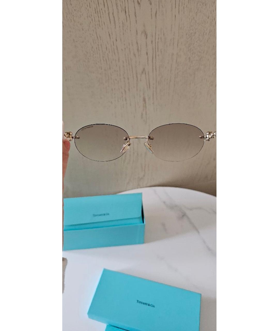 TIFFANY&CO Золотые металлические солнцезащитные очки, фото 5