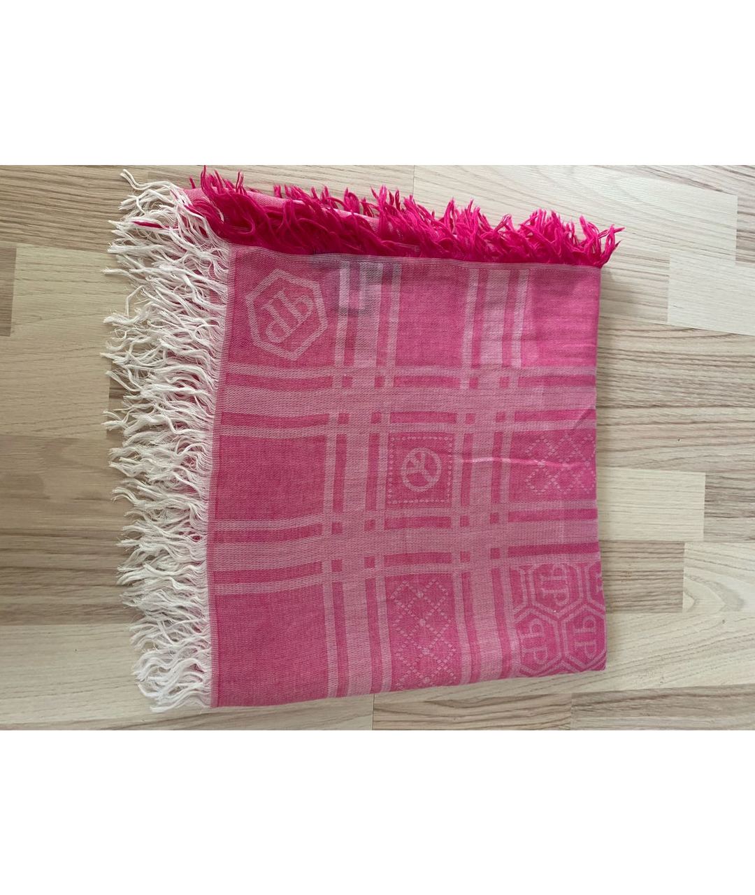 PHILIPP PLEIN Розовый хлопковый шарф, фото 4