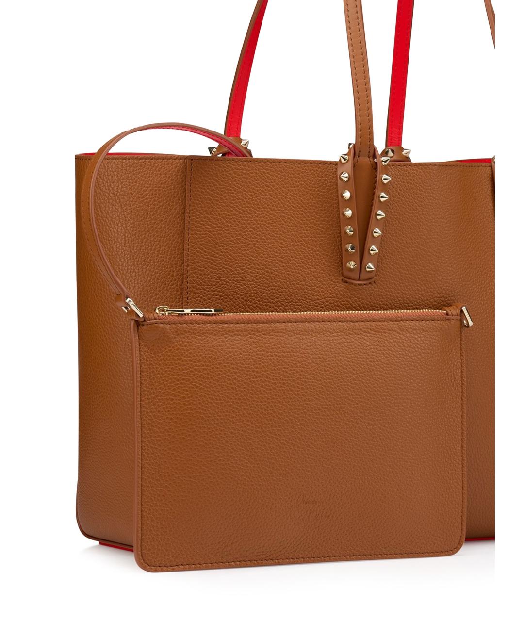 CHRISTIAN LOUBOUTIN Коричневая кожаная сумка тоут, фото 3