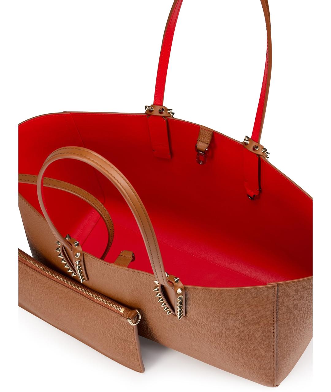 CHRISTIAN LOUBOUTIN Коричневая кожаная сумка тоут, фото 5