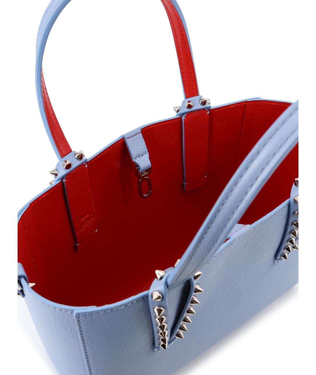 CHRISTIAN LOUBOUTIN Голубая кожаная сумка тоут, фото 5