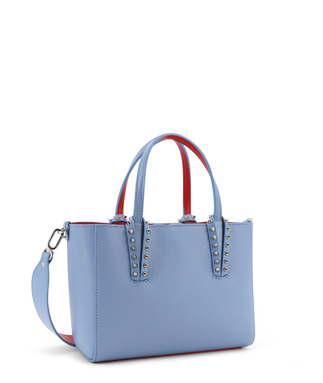 CHRISTIAN LOUBOUTIN Голубая кожаная сумка тоут, фото 3