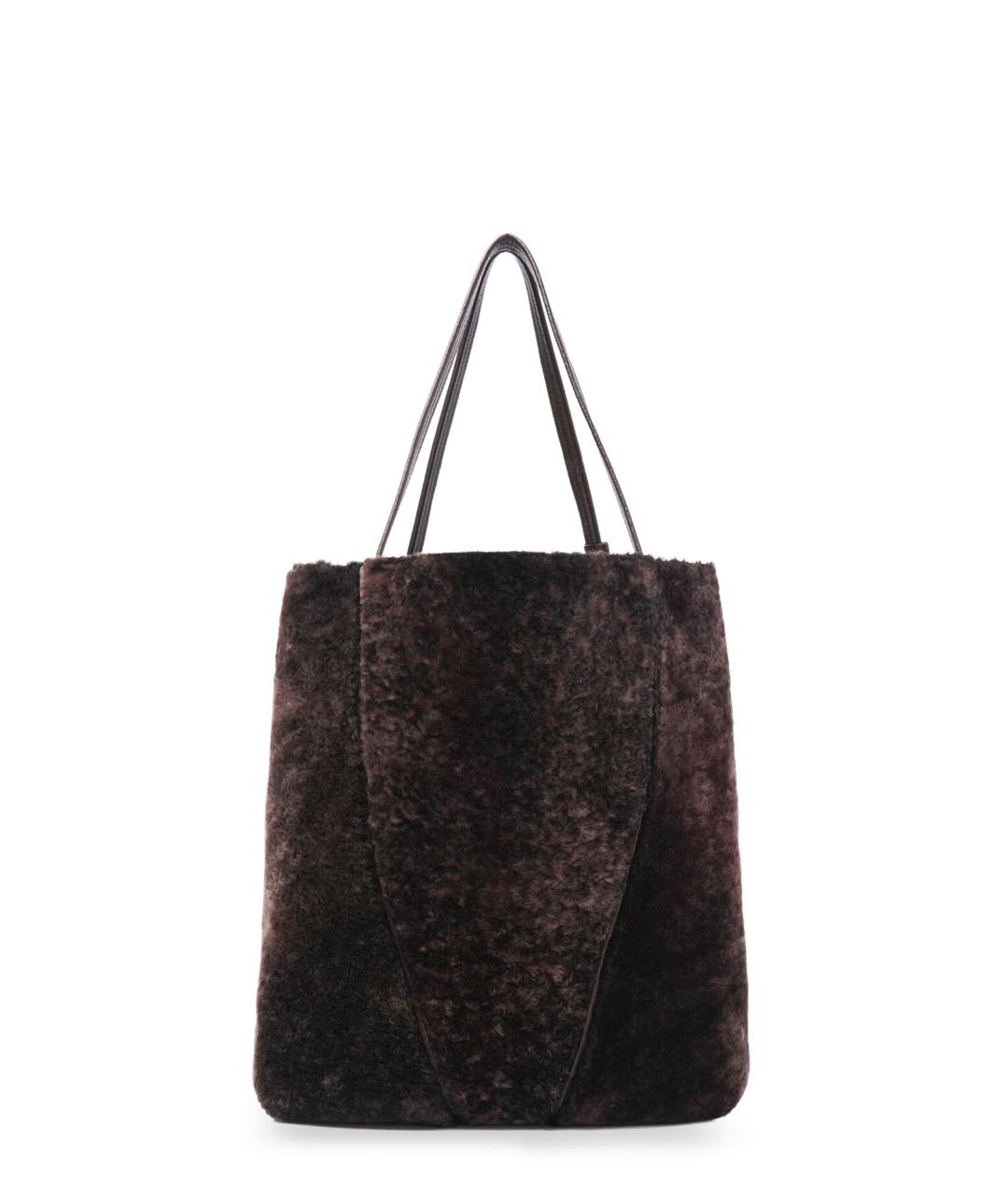 CHLOE Коричневая меховая сумка тоут, фото 2