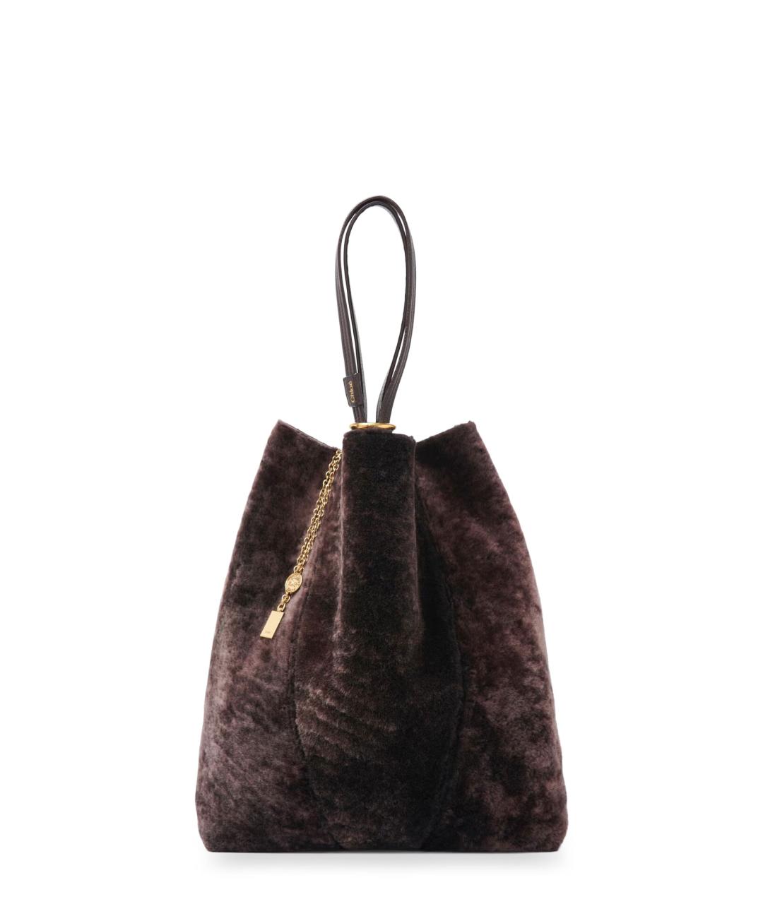 CHLOE Коричневая меховая сумка тоут, фото 4