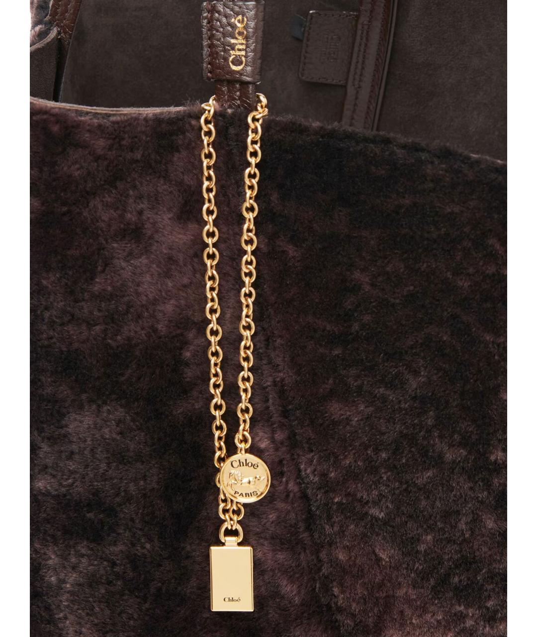 CHLOE Коричневая меховая сумка тоут, фото 5