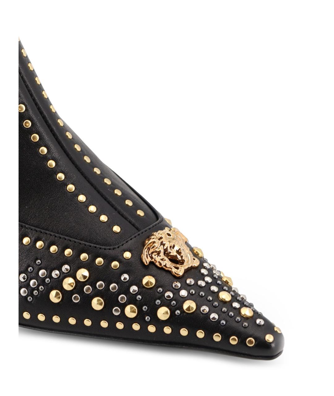 VERSACE Черные кожаные ботильоны, фото 4