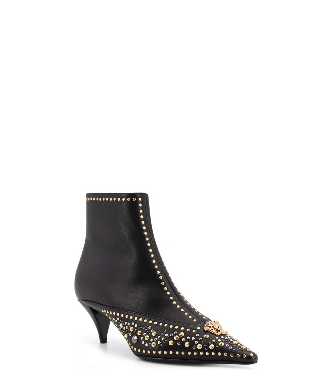 VERSACE Черные кожаные ботильоны, фото 2