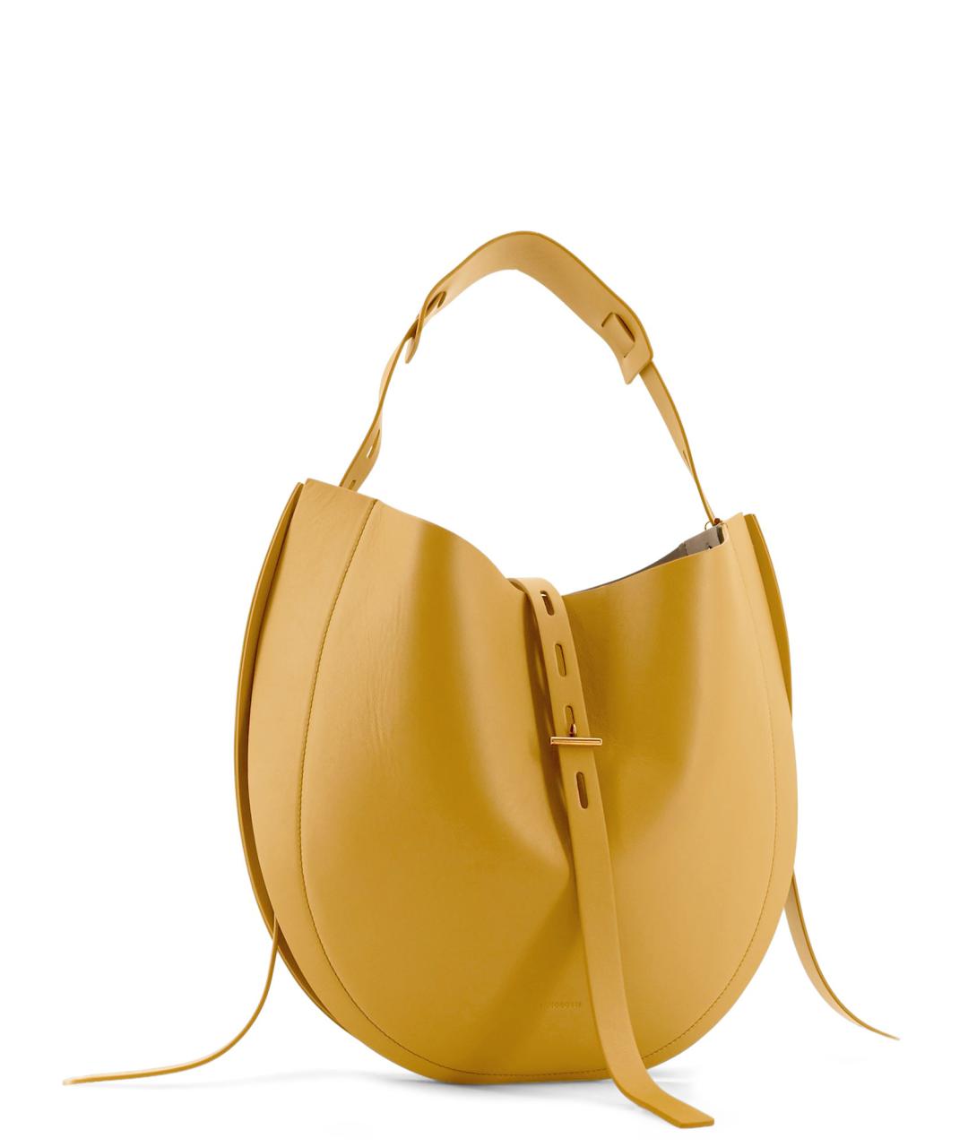 MINOBOSSI Желтая кожаная сумка тоут, фото 3