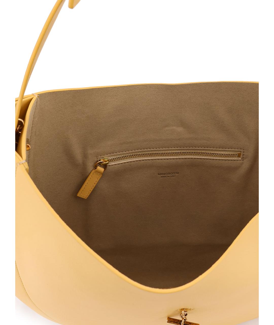 MINOBOSSI Желтая кожаная сумка тоут, фото 4
