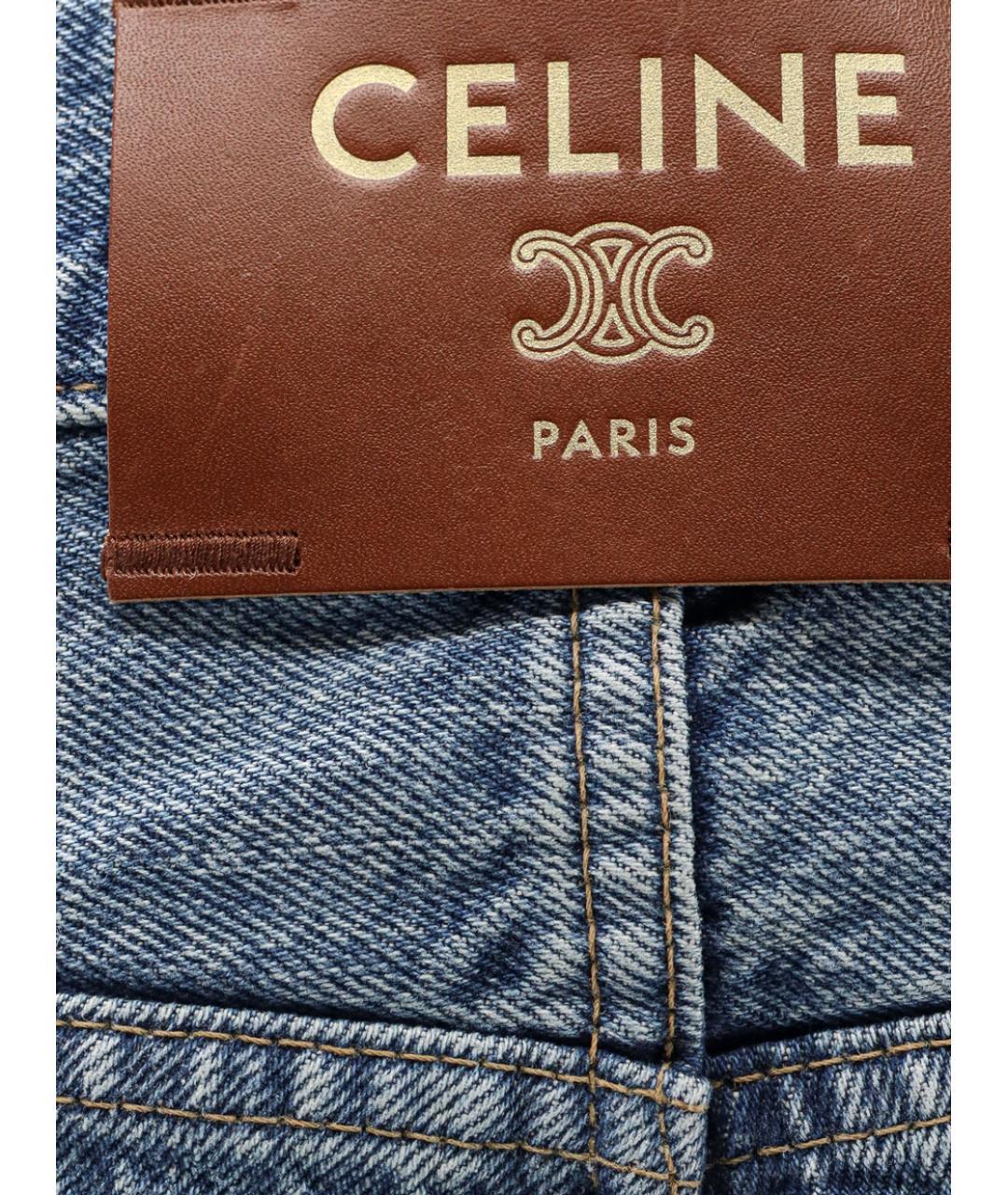 CELINE Голубые хлопковые прямые джинсы, фото 3