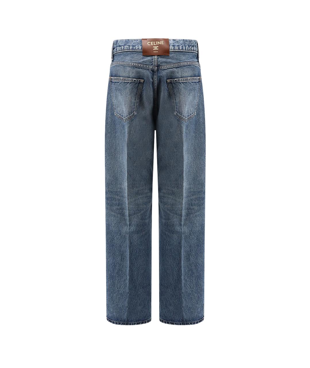 CELINE Голубые хлопковые прямые джинсы, фото 2