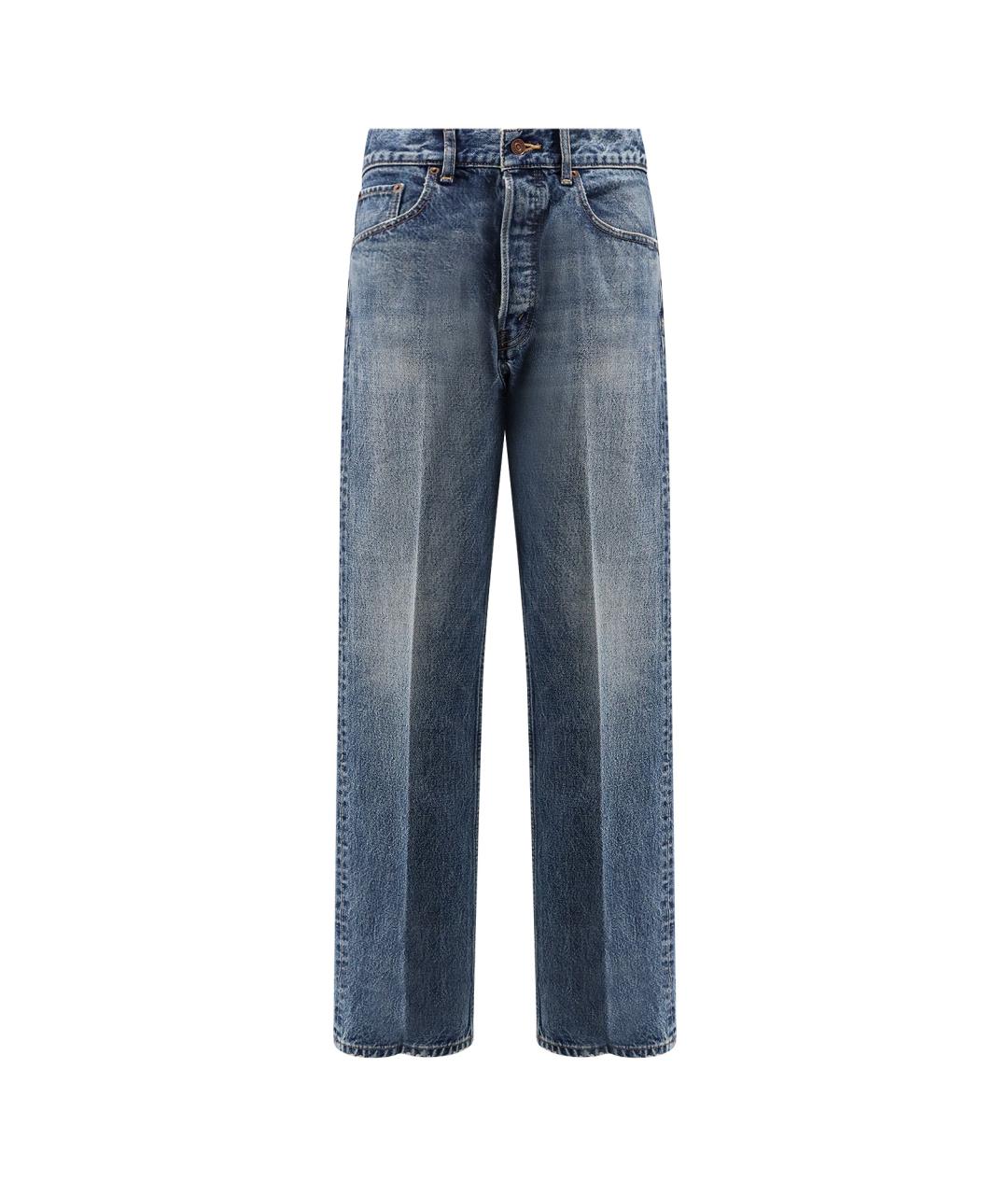 CELINE Голубые хлопковые прямые джинсы, фото 1