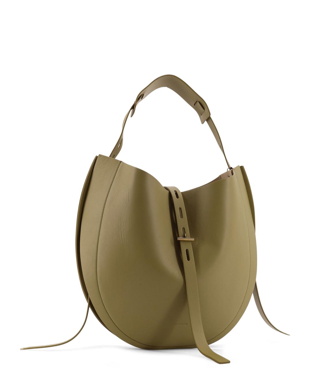 MINOBOSSI Хаки кожаная сумка тоут, фото 3