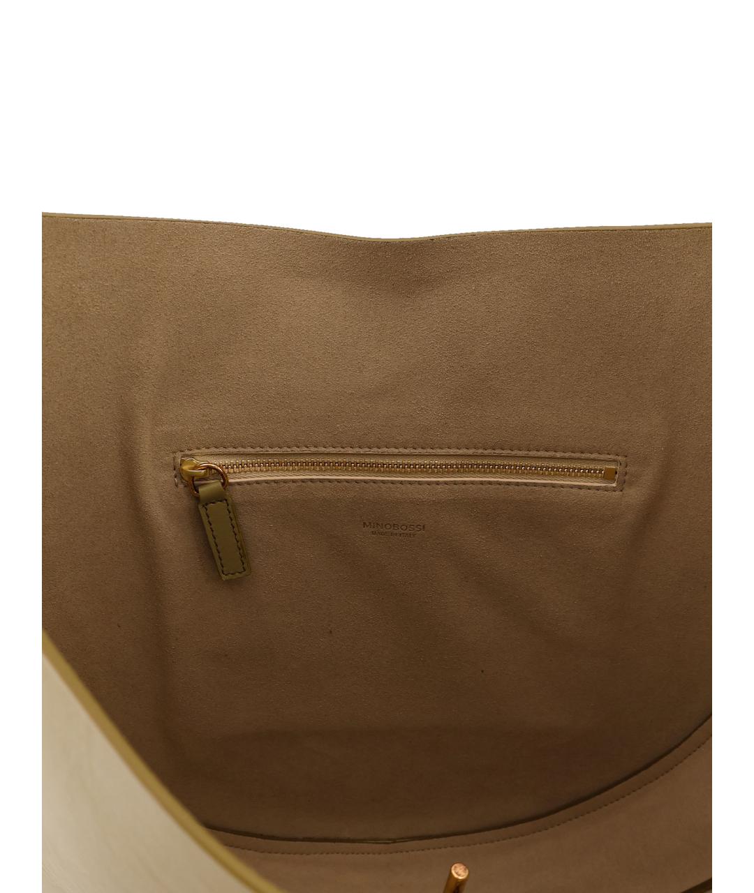 MINOBOSSI Хаки кожаная сумка тоут, фото 4