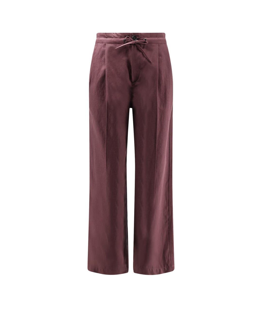 BRUNELLO CUCINELLI Бордовые хлопковые прямые брюки, фото 1