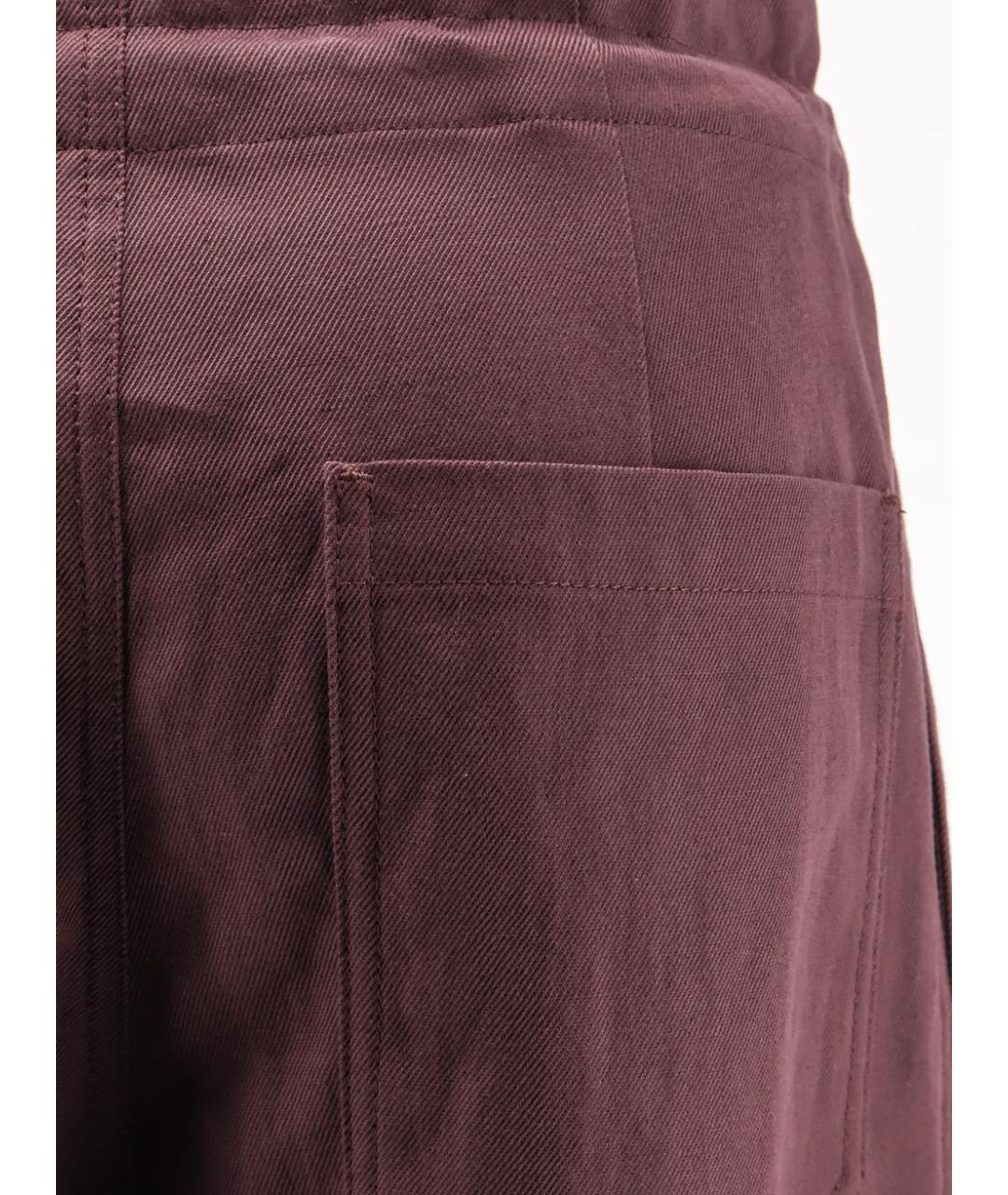 BRUNELLO CUCINELLI Бордовые хлопковые прямые брюки, фото 3