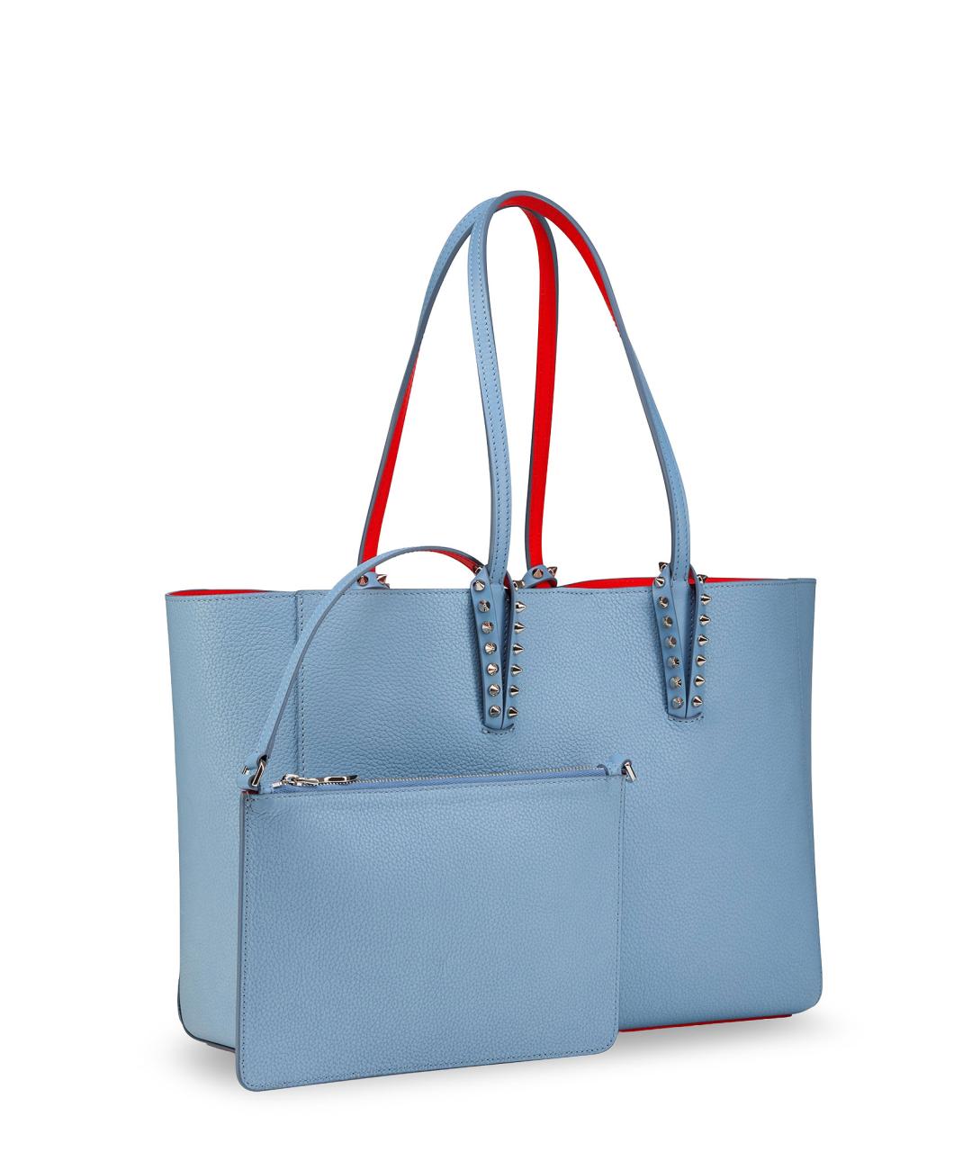 CHRISTIAN LOUBOUTIN Голубая кожаная сумка тоут, фото 3