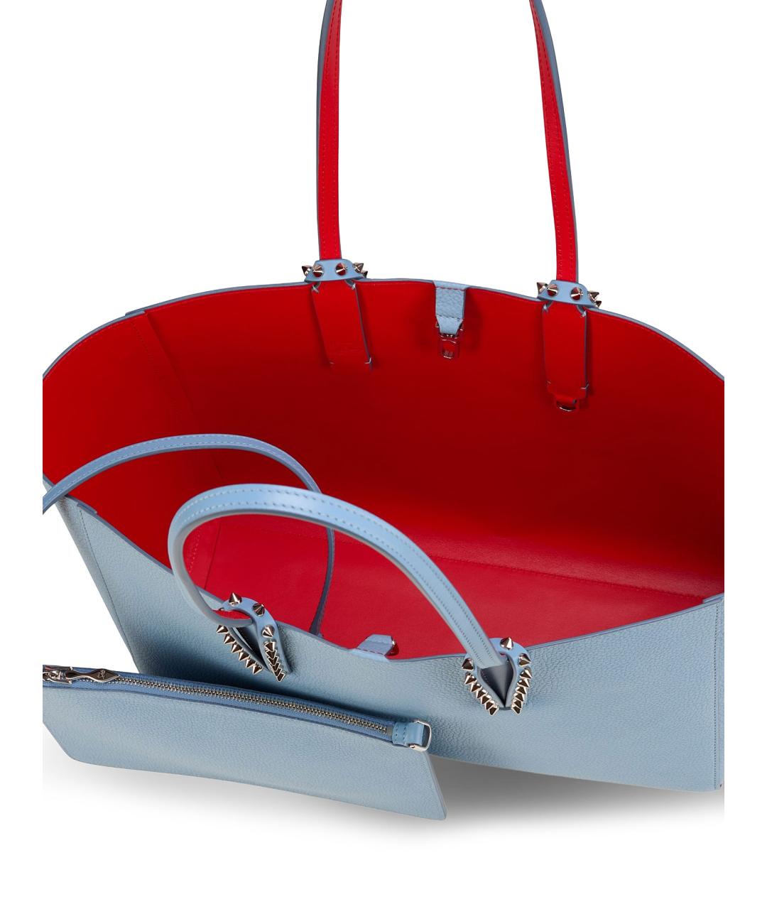 CHRISTIAN LOUBOUTIN Голубая кожаная сумка тоут, фото 5