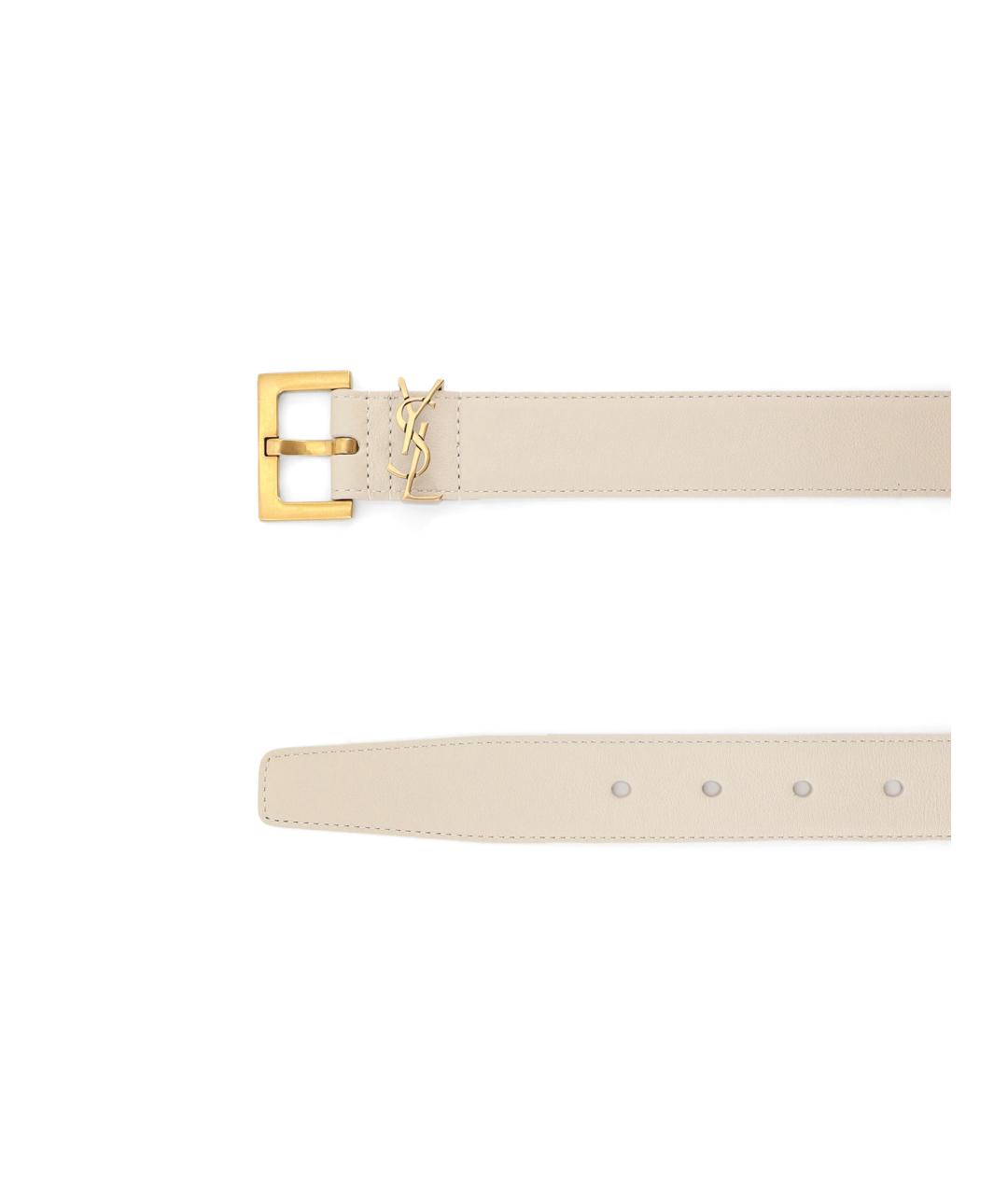 SAINT LAURENT Белый кожаный ремень, фото 2