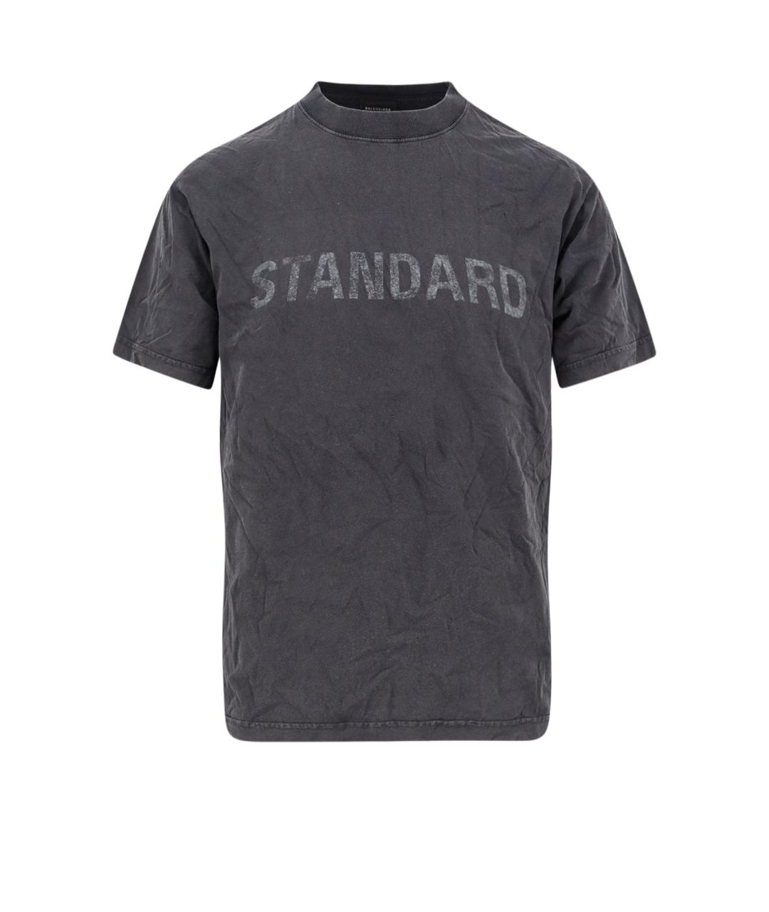 BALENCIAGA Серая хлопковая футболка, фото 1