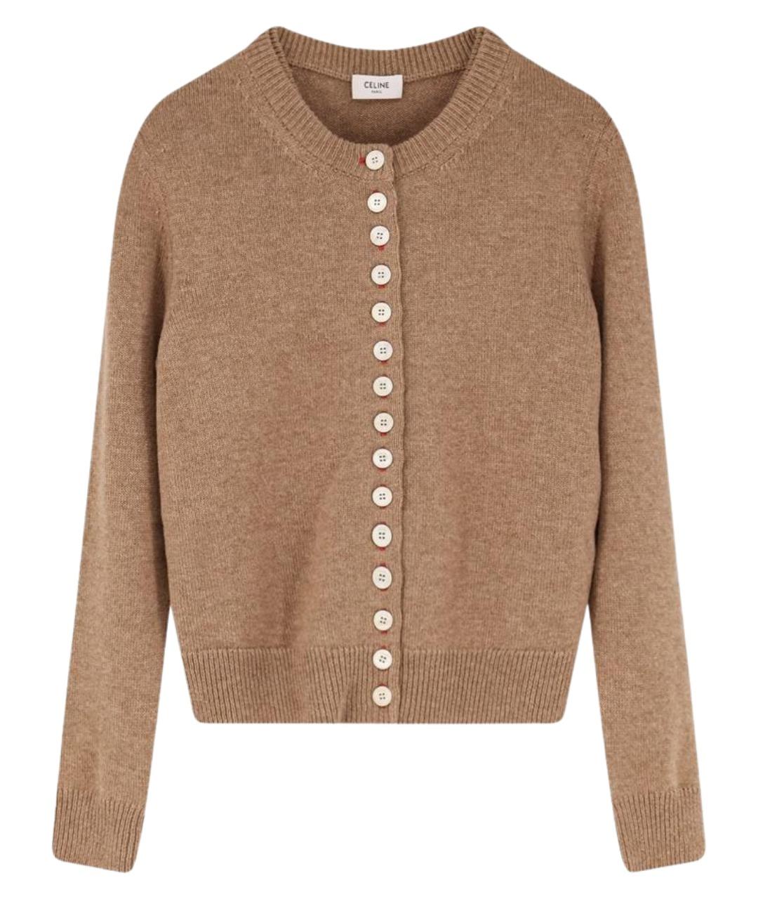 CELINE Коричневый кашемировый кардиган, фото 1
