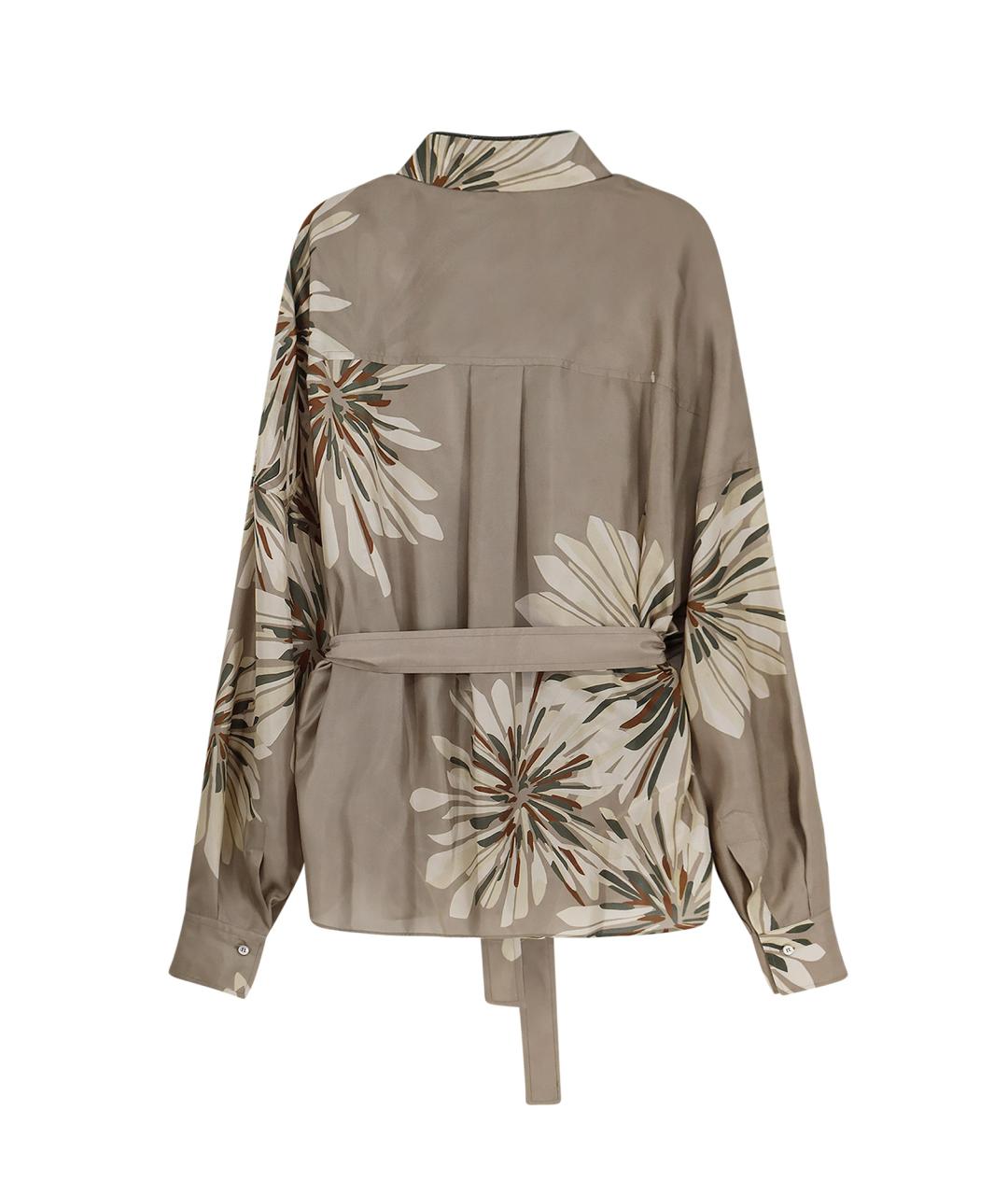 BRUNELLO CUCINELLI Хаки шелковая рубашка, фото 2