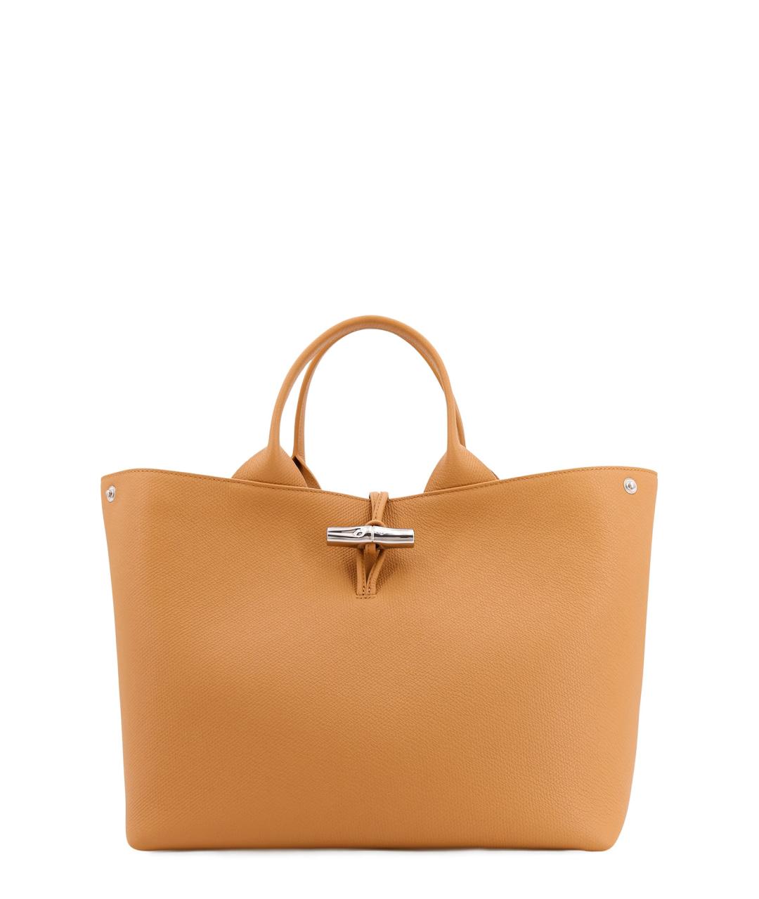 LONGCHAMP Желтая кожаная сумка тоут, фото 1