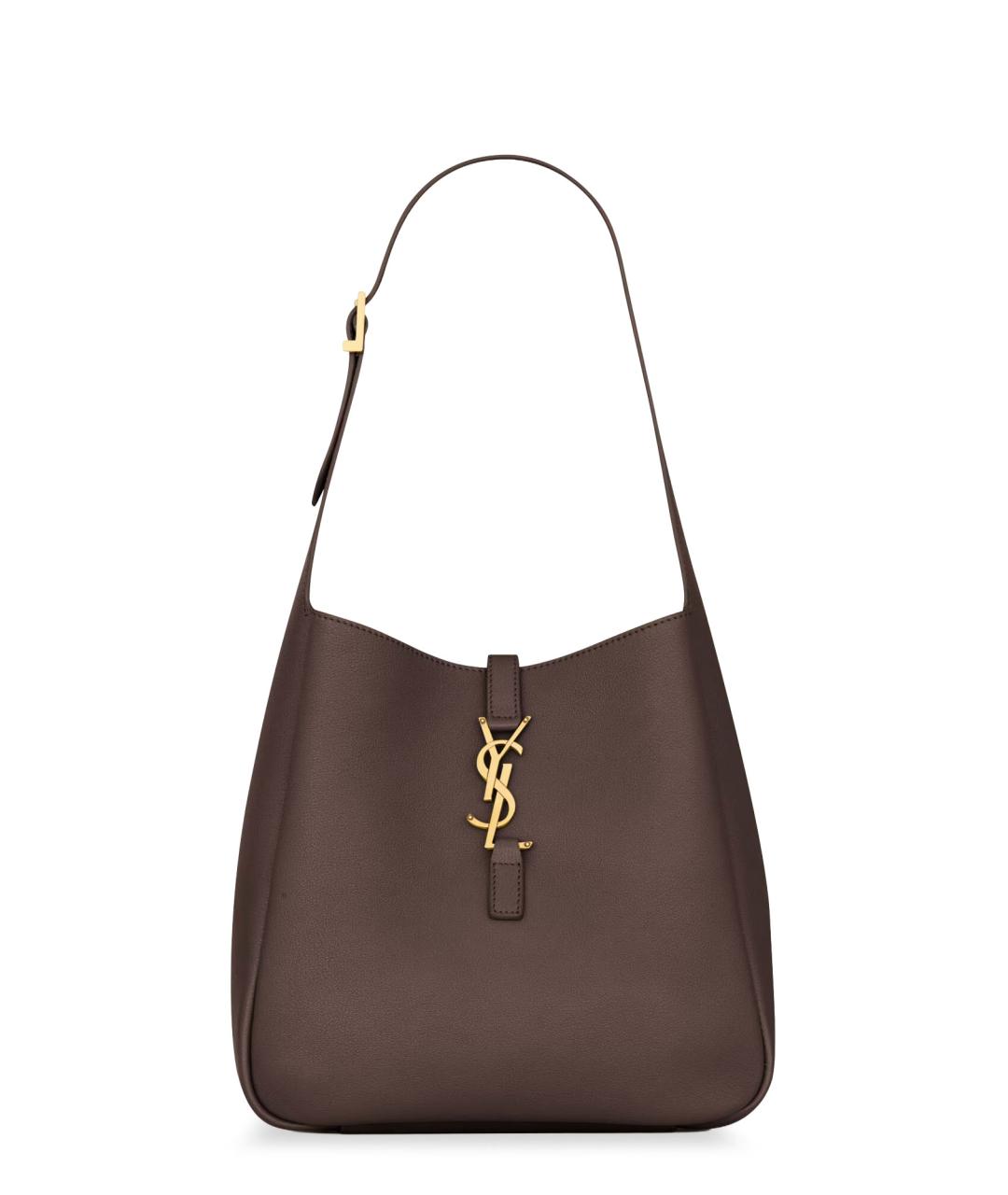 SAINT LAURENT Коричневая кожаная сумка через плечо, фото 1