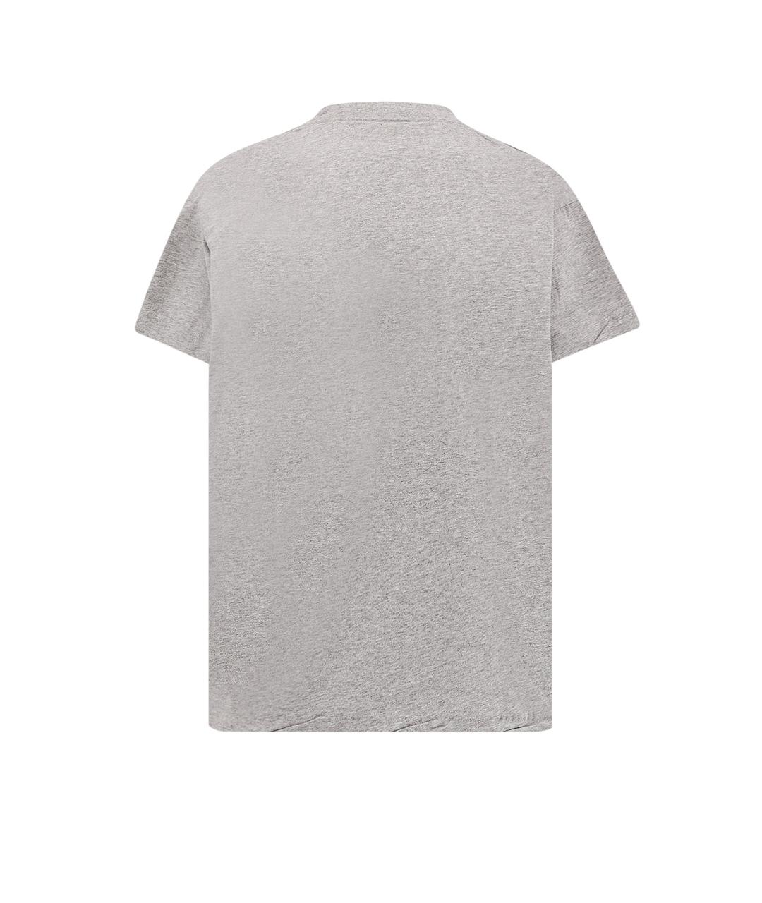 BALENCIAGA Серая хлопковая футболка, фото 2
