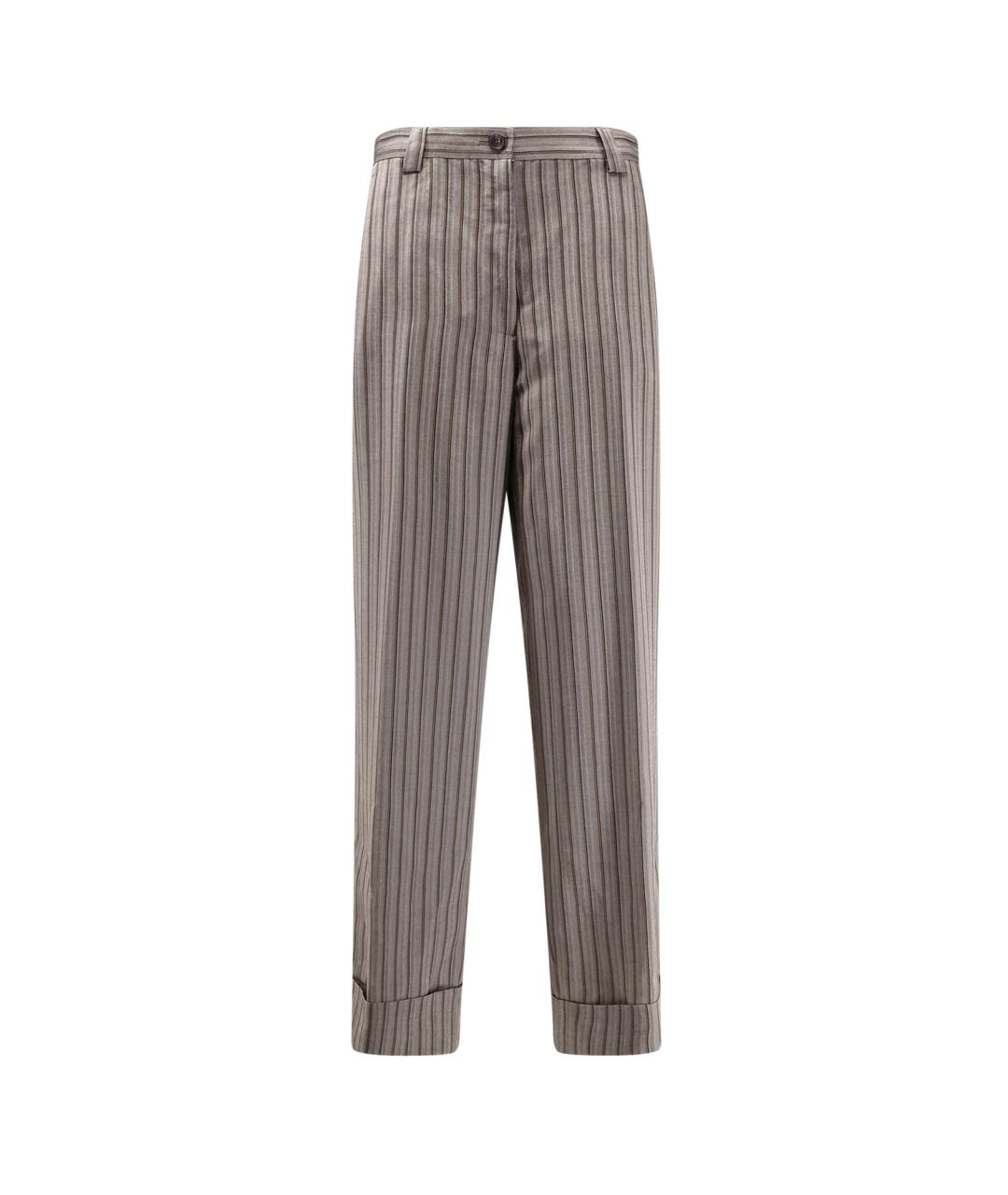 DRIES VAN NOTEN Серые вискозные прямые брюки, фото 1