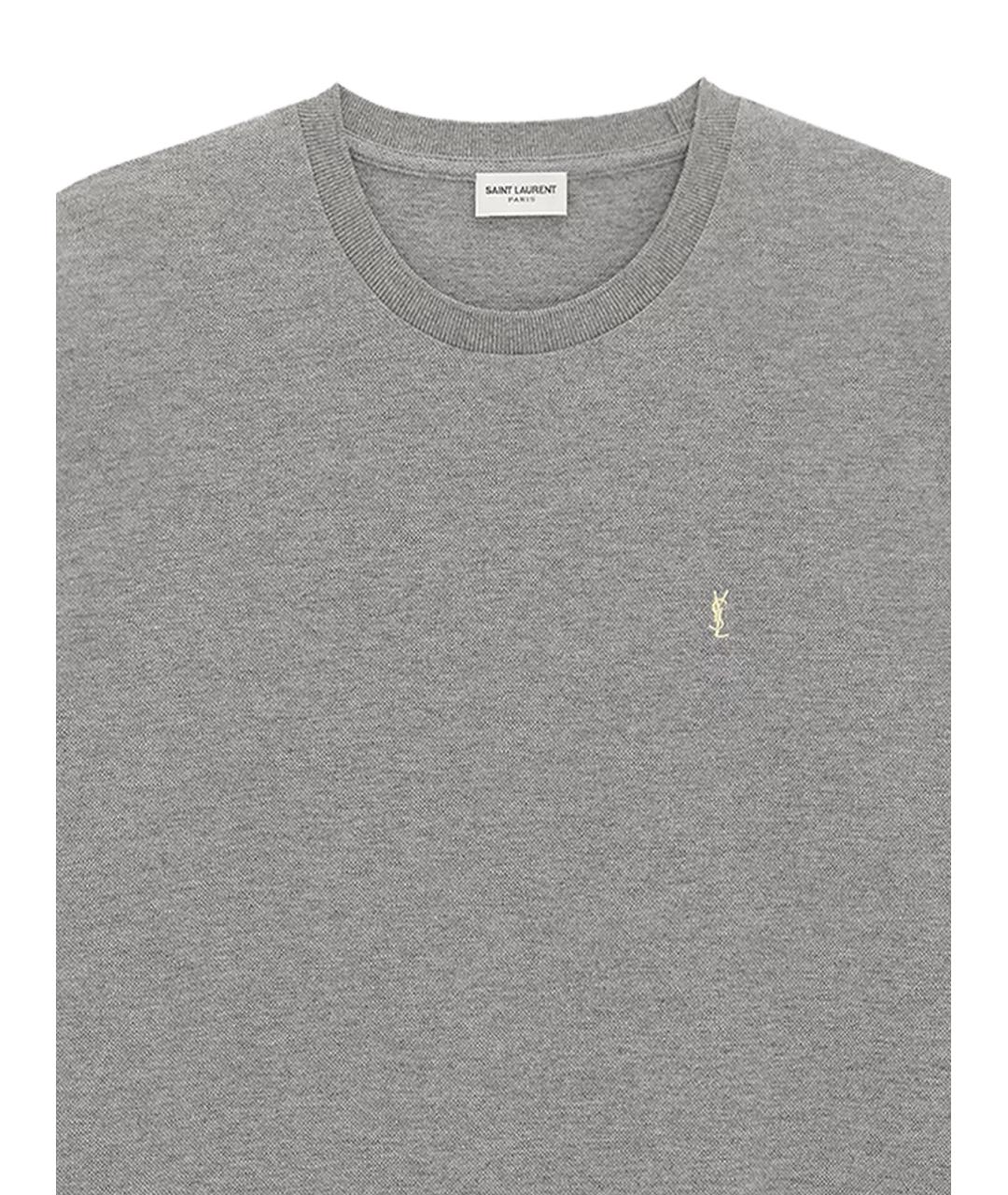 SAINT LAURENT Серая хлопковая футболка, фото 3