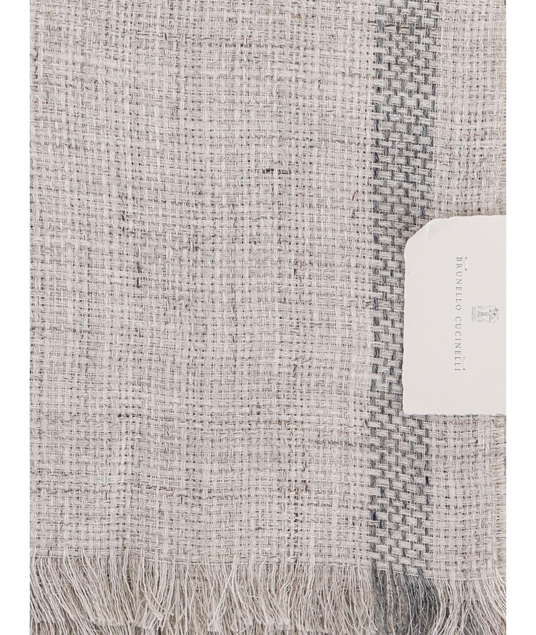 BRUNELLO CUCINELLI Серый льняной шарф, фото 3