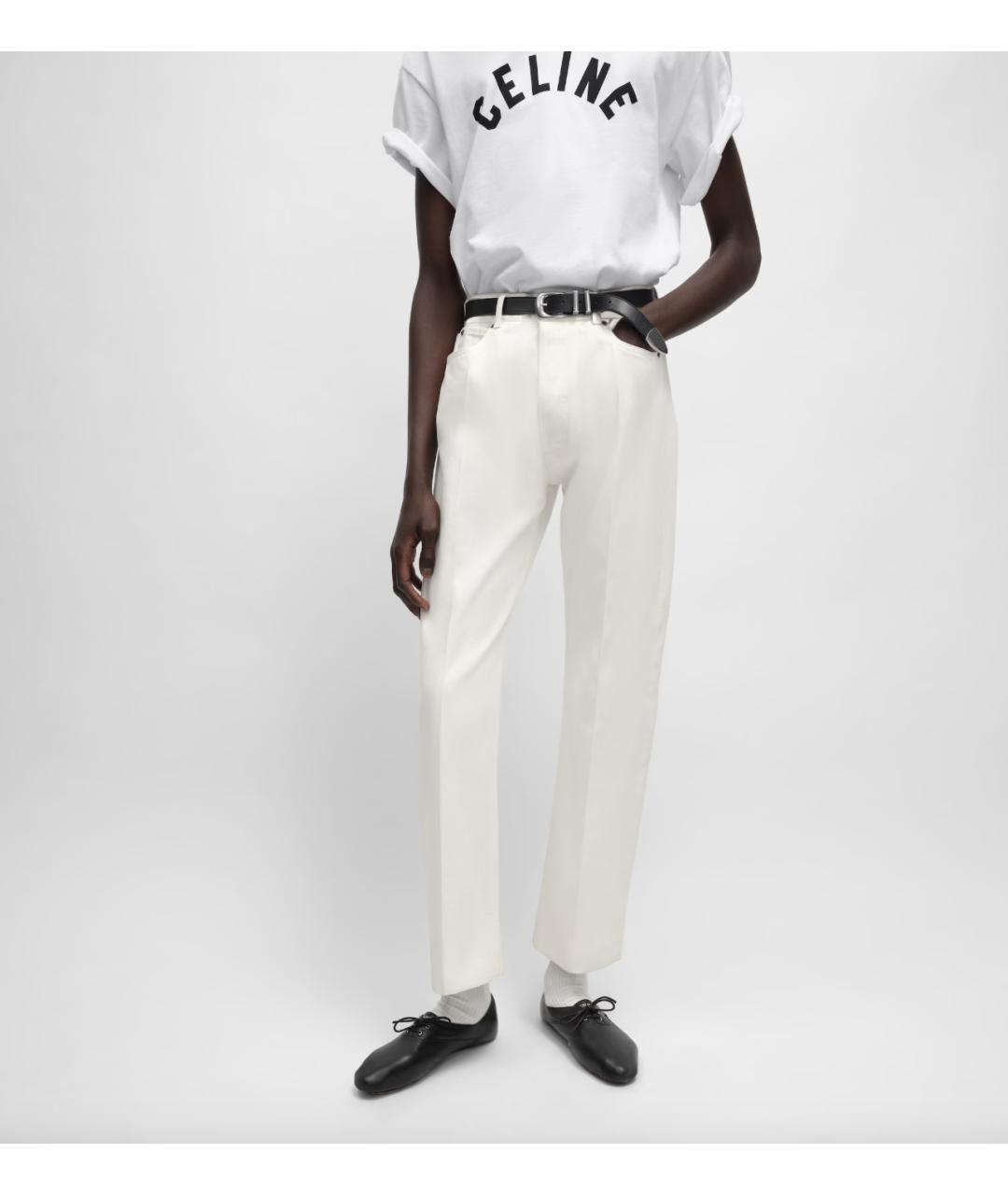 CELINE Белые хлопковые прямые джинсы, фото 2