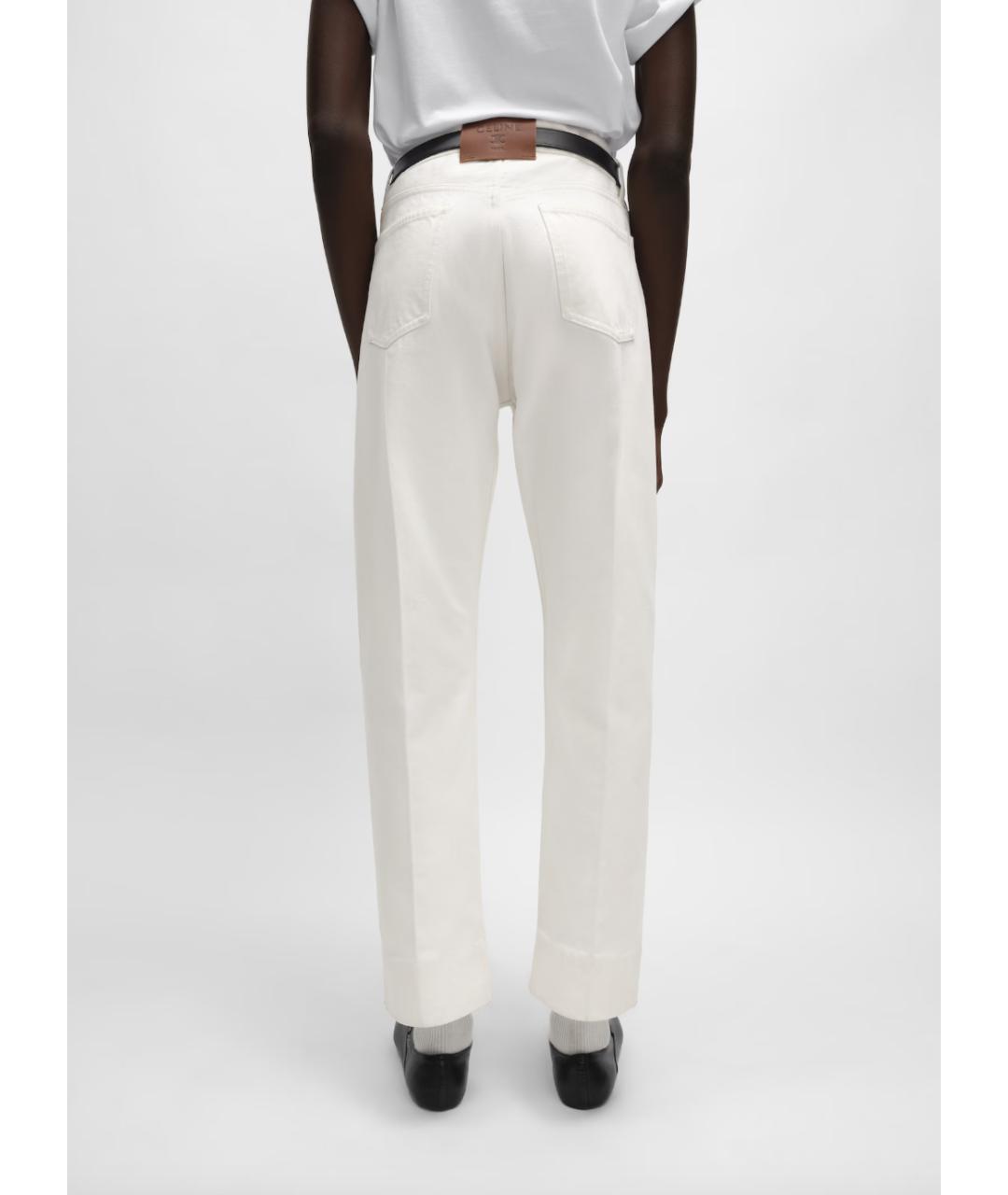 CELINE Белые хлопковые прямые джинсы, фото 4