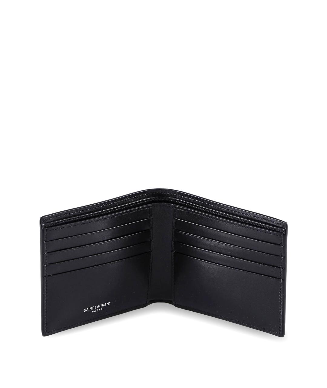 SAINT LAURENT Черный кожаный кошелек, фото 3