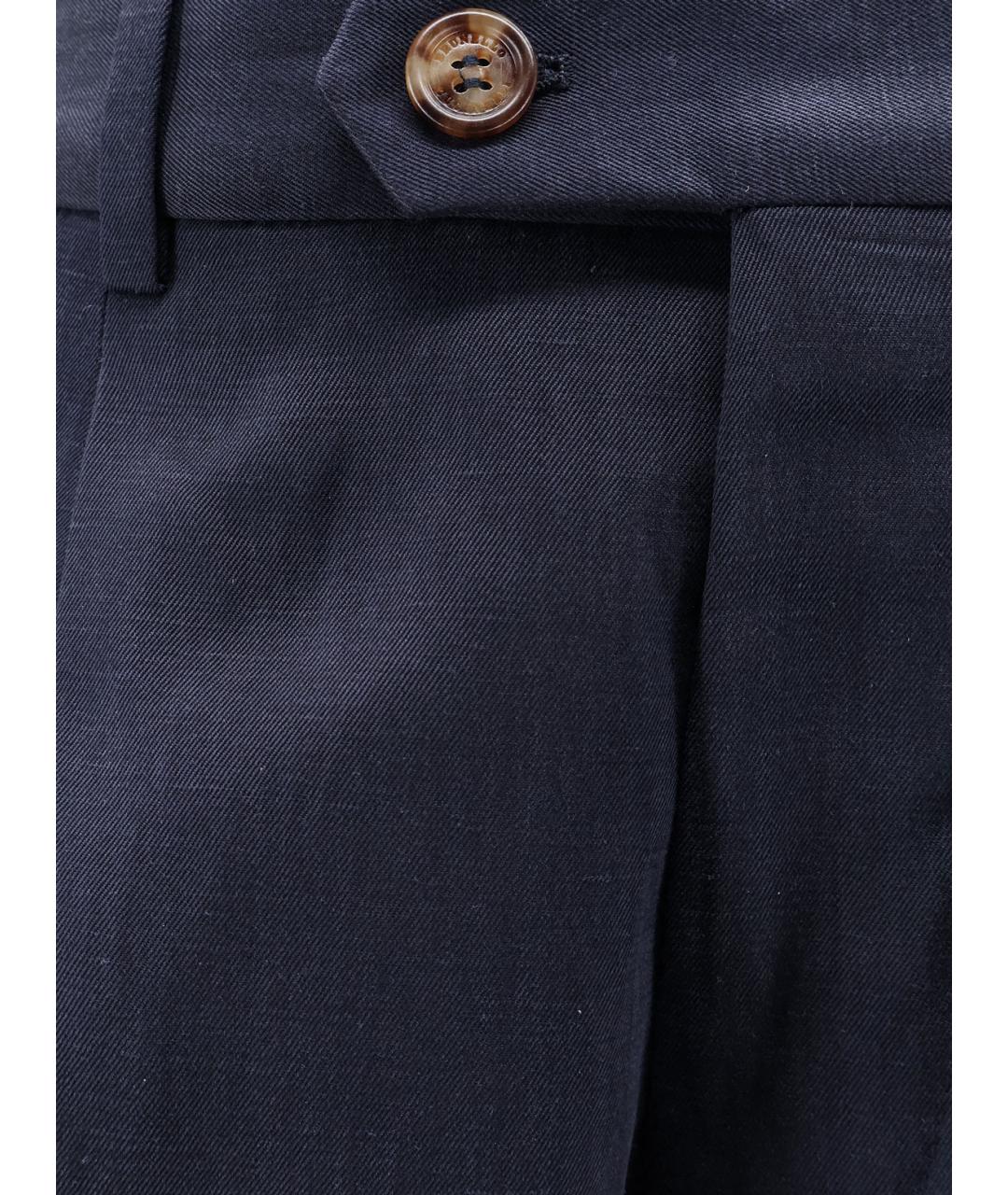 BRUNELLO CUCINELLI Синие шелковые классические брюки, фото 3