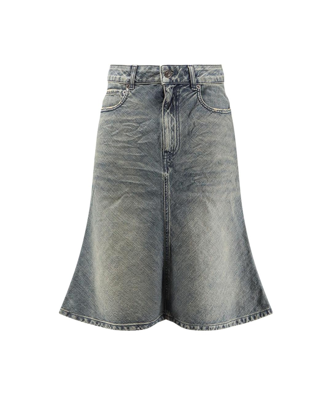 BALENCIAGA Голубая хлопковая юбка миди, фото 1