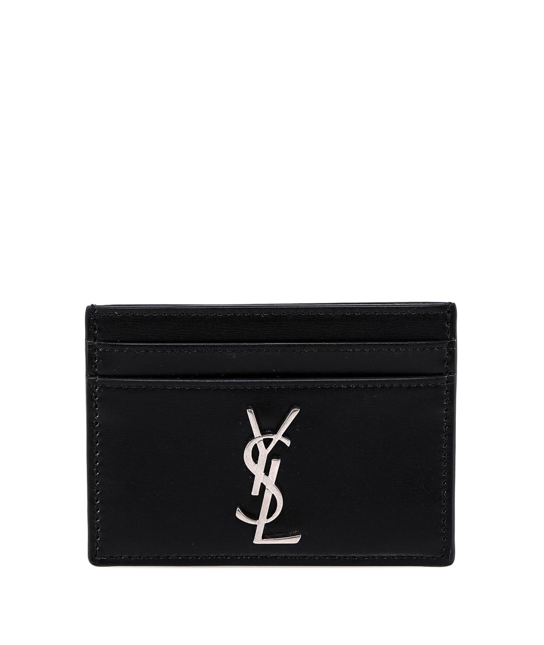 SAINT LAURENT Черный кожаный кардхолдер, фото 1