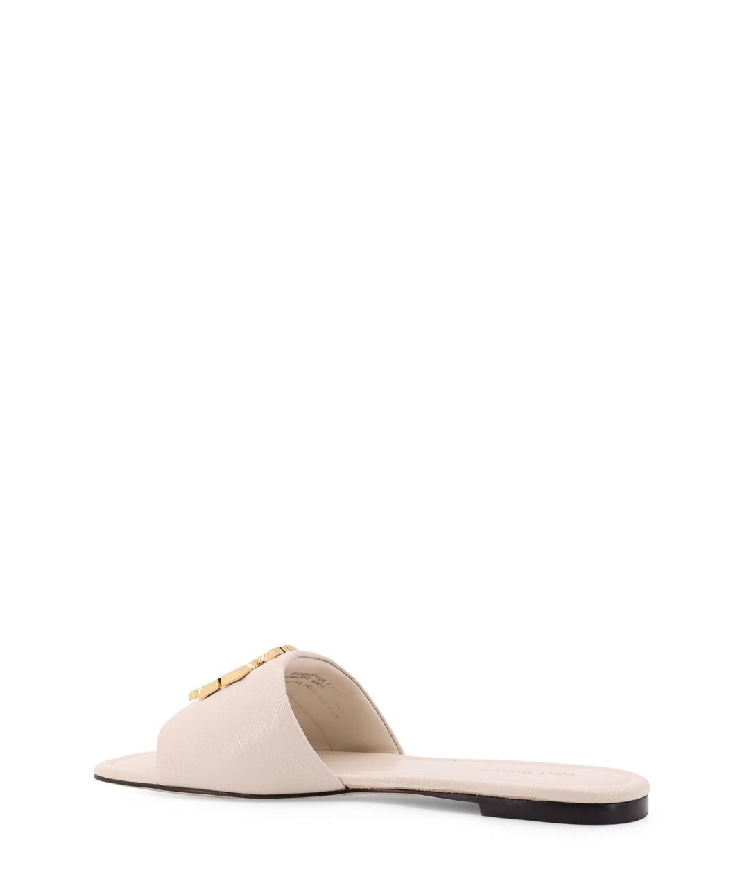 TORY BURCH Белые кожаные шлепанцы, фото 3