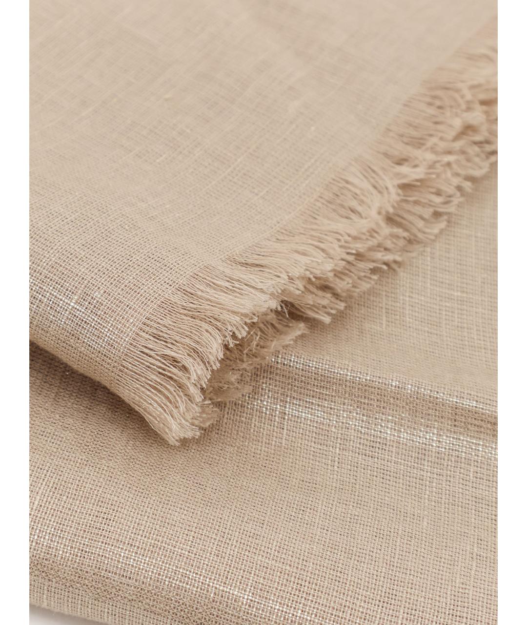 BRUNELLO CUCINELLI Бежевый льняной шарф, фото 2