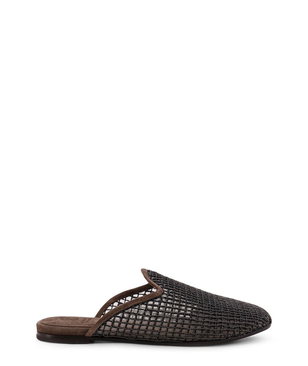 BRUNELLO CUCINELLI Коричневые текстильные сабо, фото 1