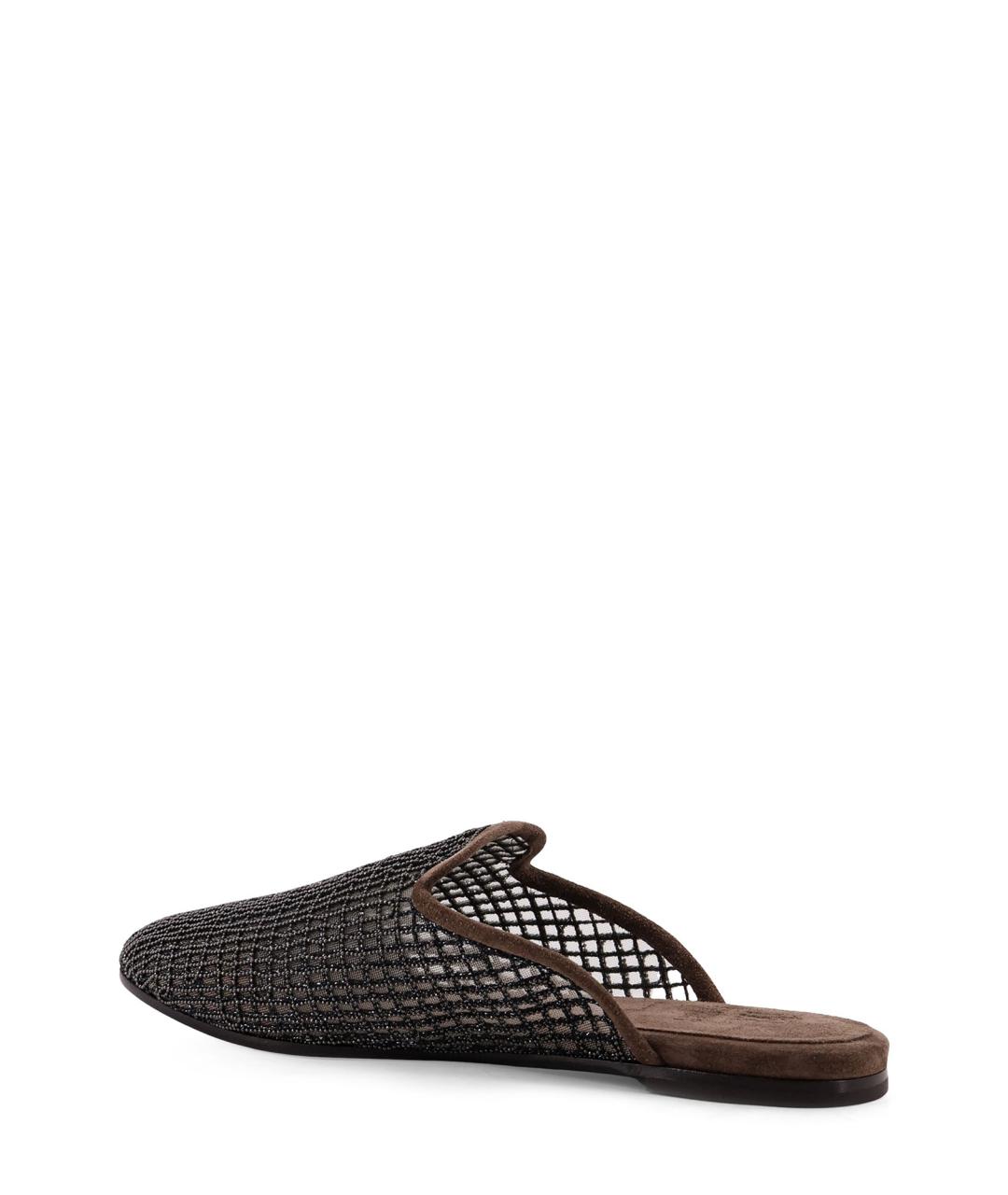 BRUNELLO CUCINELLI Коричневые текстильные сабо, фото 3