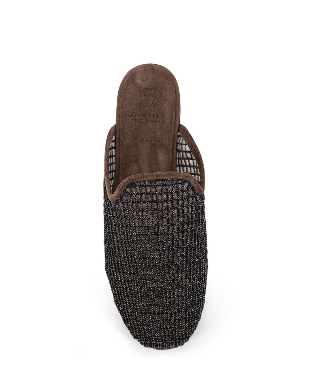 BRUNELLO CUCINELLI Коричневые текстильные сабо, фото 5