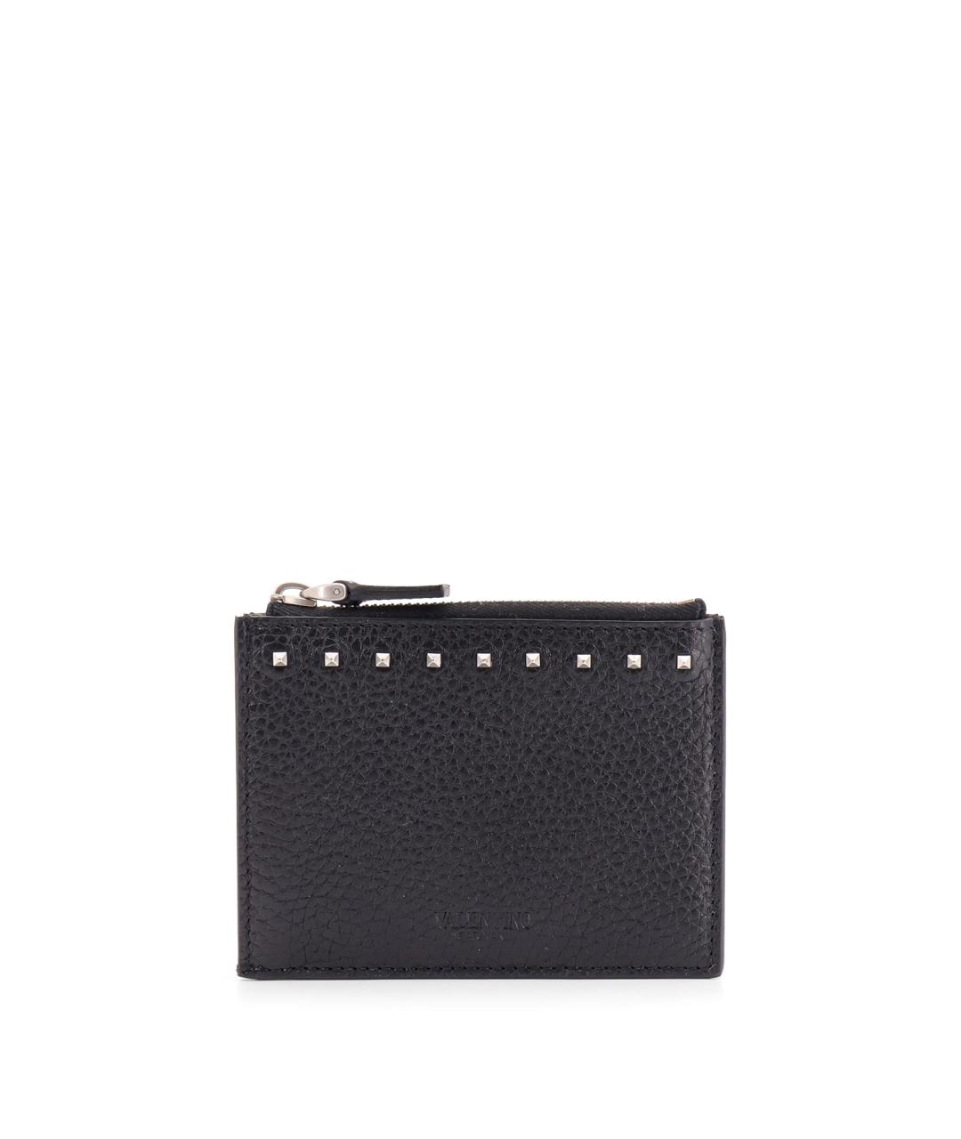 VALENTINO Черный кожаный кошелек, фото 1