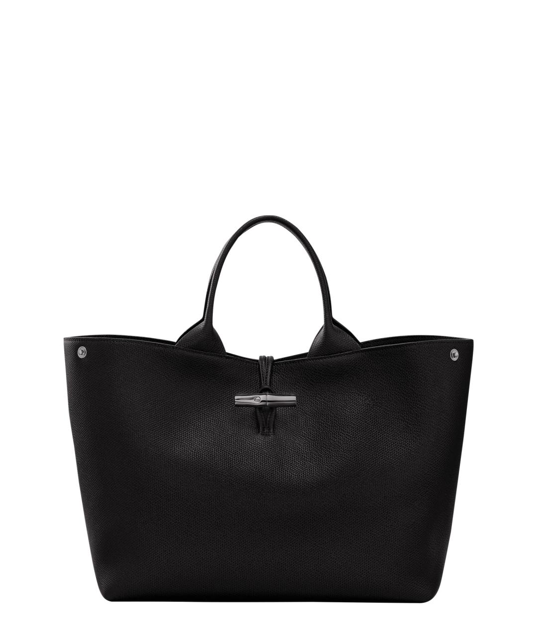 LONGCHAMP Черная кожаная сумка тоут, фото 1