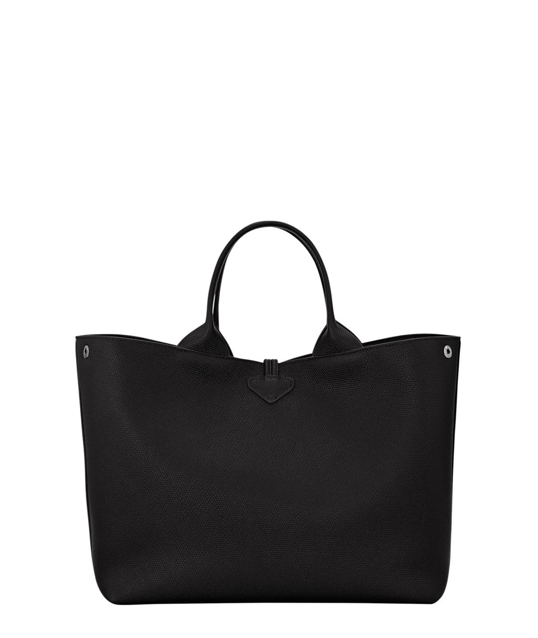 LONGCHAMP Черная кожаная сумка тоут, фото 2